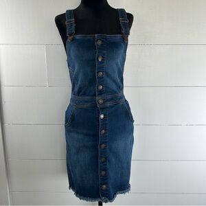 “Y2K” Wax Jeans Fitted Button-Front Denim Mini OverallDress ModernAmericana